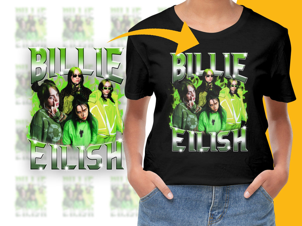Billie Eilish Fan T-Shirt, Pop Music Star Graphic Tee, Trendy Concert Outfit, Unisex Black Shirt