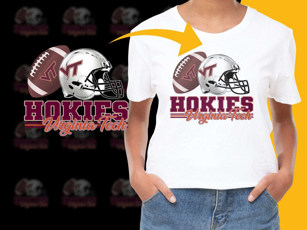 Virginia Tech Hokies Football T-Shirt, College Sports Fan Apparel, Unisex White Tee