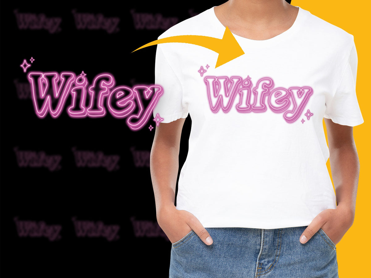 Wifey T-Shirt, Pink Text, Casual Women's Style, Graphic Tee, Funny Marriage Shirt, Gift for Her