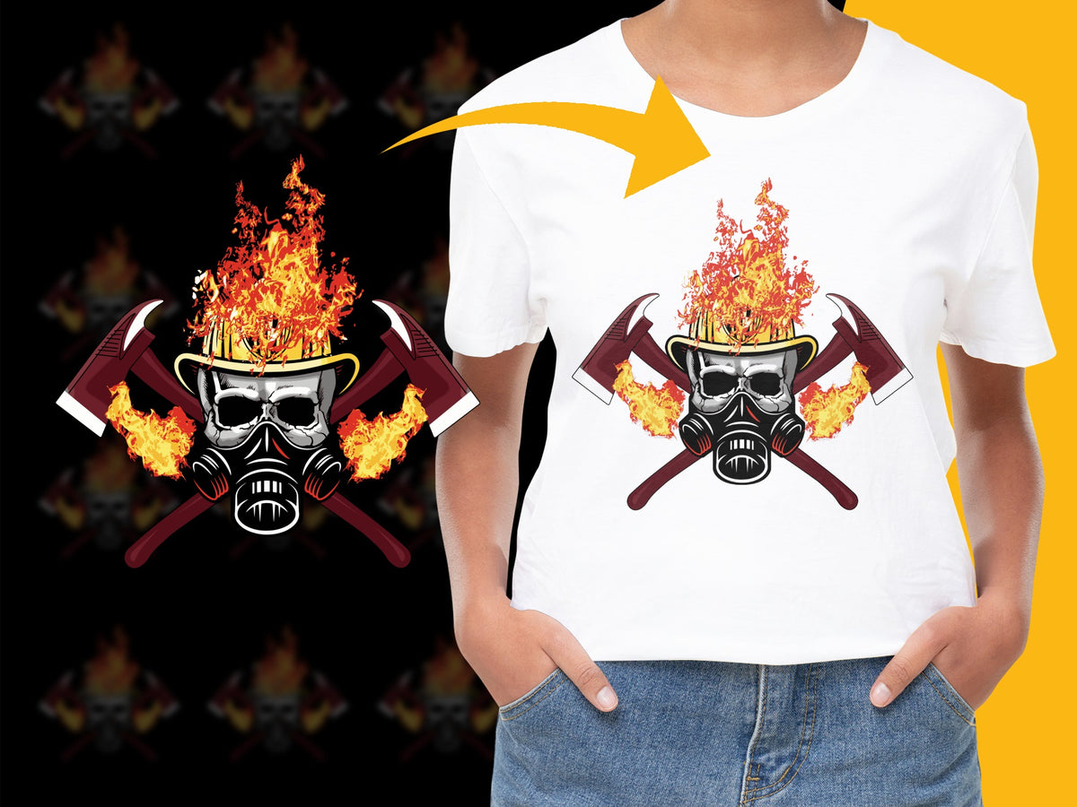 Fiery Skull and Crossbones Graphic T-Shirt, Unique Flame Design, Trendy Streetwear, Cool Fashion Top for Teens and Adults