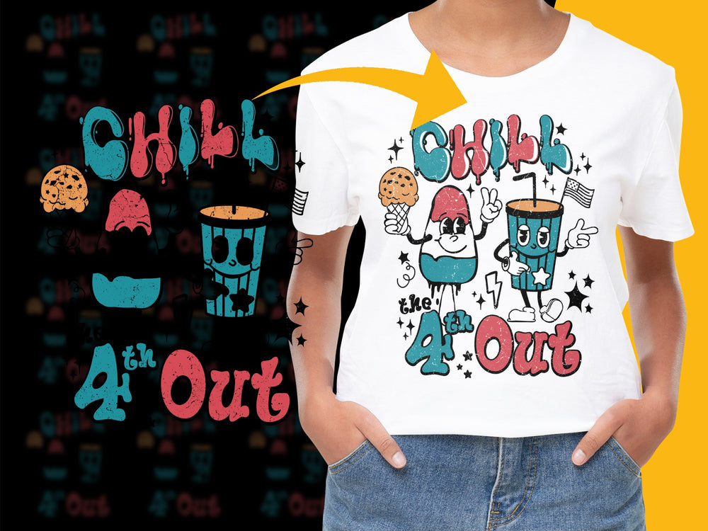 Kids 4th of July T-Shirt, Cute Cartoon Characters, Patriotic Graphic Tee, Colorful Summer Shirt for Children, Holiday Top