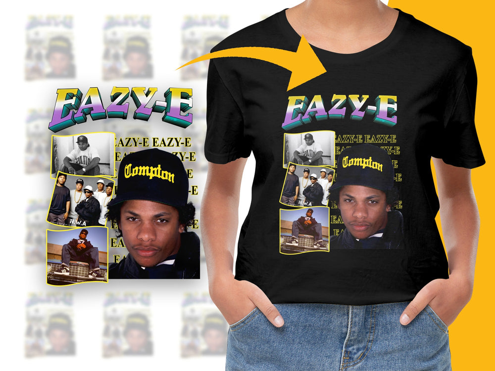 Vintage Eazy-E T-Shirt, 90s Hip Hop Tee, Classic Rap Music Fan Apparel, Compton Legends, Unisex Black Cotton Shirt
