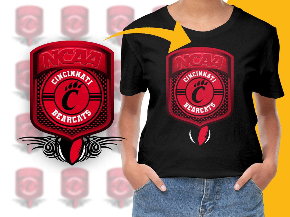 NCAA Cincinnati Bearcats Logo T-Shirt, College Sports Team Red Black Tee