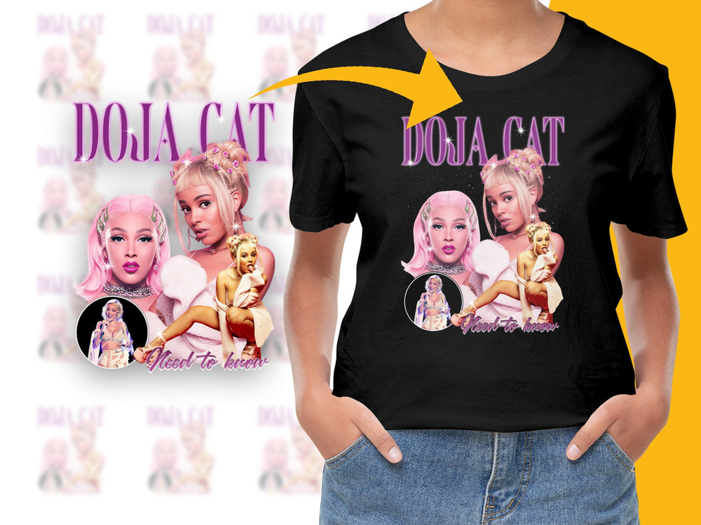 Doja Cat Graphic T-Shirt, Trendy Pop Music Tee, Colorful Artist Merchandise, Women's Fashion Top, Unique Fan Gift Idea