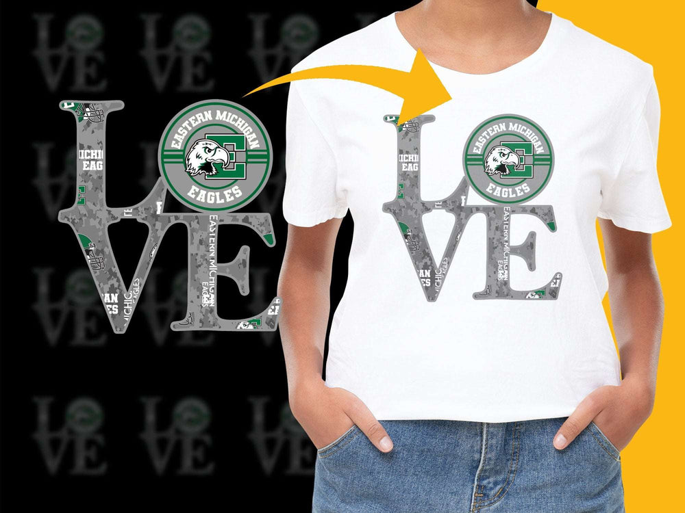 Western Michigan Eagles Love Graphic T-Shirt, College Sports Fan Apparel, Unisex White Tee
