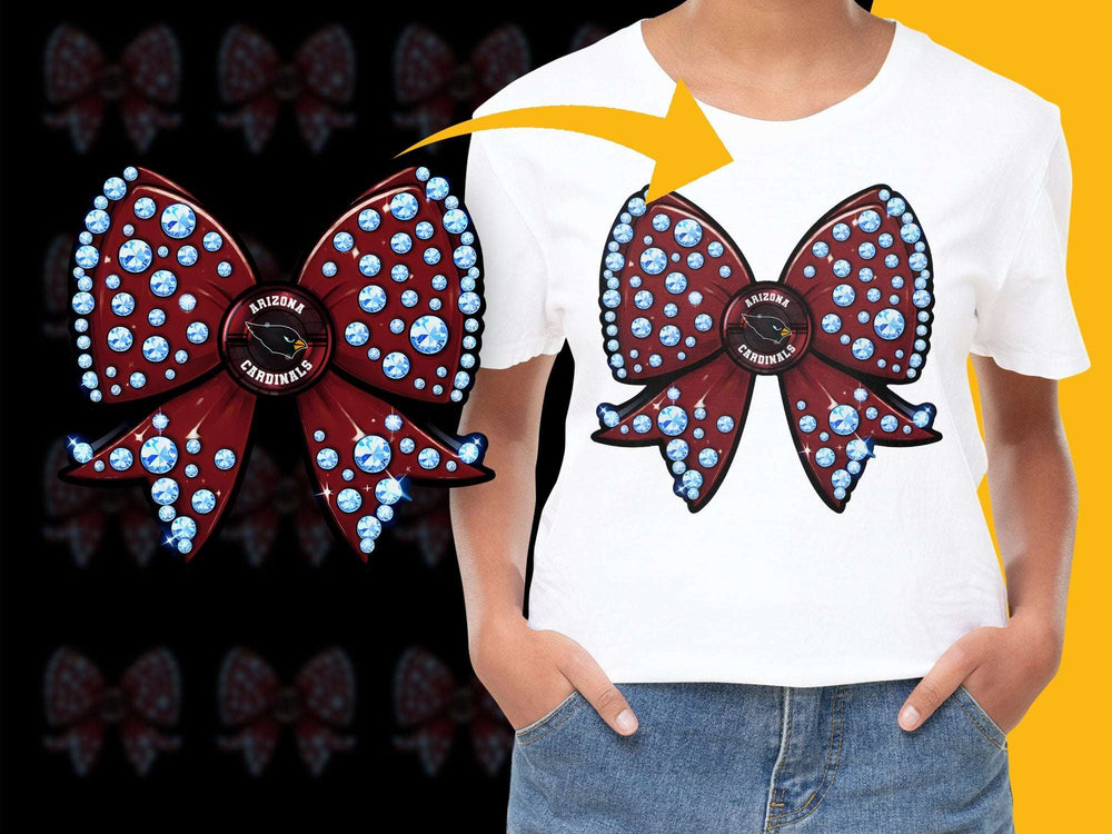 Women's White T-Shirt with Red Butterfly Graphic, Sparkle Accents, Casual Wear