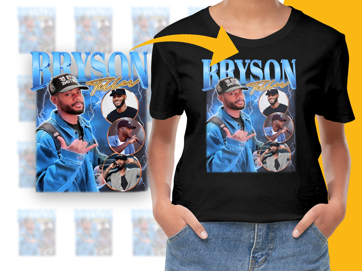 Bryson Tiller Inspired Graphic T-Shirt, Hip Hop Casual Streetwear, Men's Fashion Tee with Multiple Poses