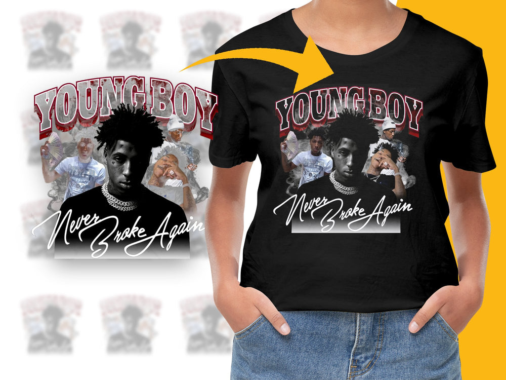 YoungBoy Never Broke Again Graphic T-Shirt, Hip Hop Merch, Music Fan Tee, Streetwear Style, Trendy Black Cotton Shirt