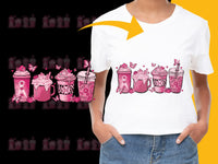 Load image into Gallery viewer, Women's Pink Smoothie and Milkshake Graphic T-Shirt, Cute Summer Casual Top, Trendy Illustration Tee