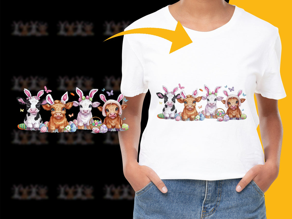 Colorful Easter Bunny T-Shirt, Cute Cartoon Rabbit Print, Casual Spring Fashion, Soft Cotton Tee for All Ages