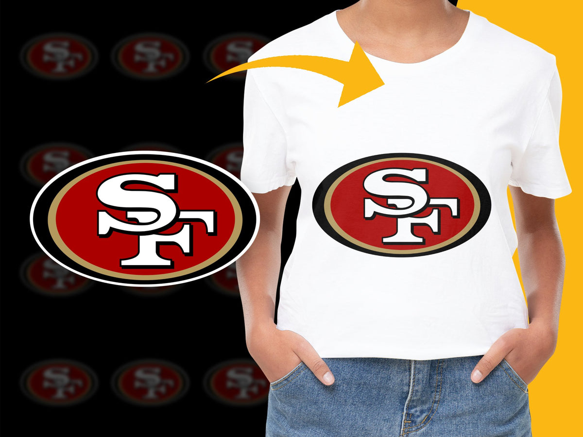 San Francisco Football Logo T-Shirt, Unisex White Tee, Sports Fan Apparel, Casual Wear