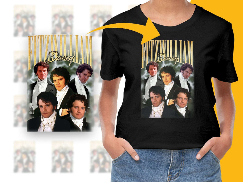 Vintage Darcy Collage T-Shirt, Jane Austen Inspired, Classic Literature Apparel, Unique Gift Idea
