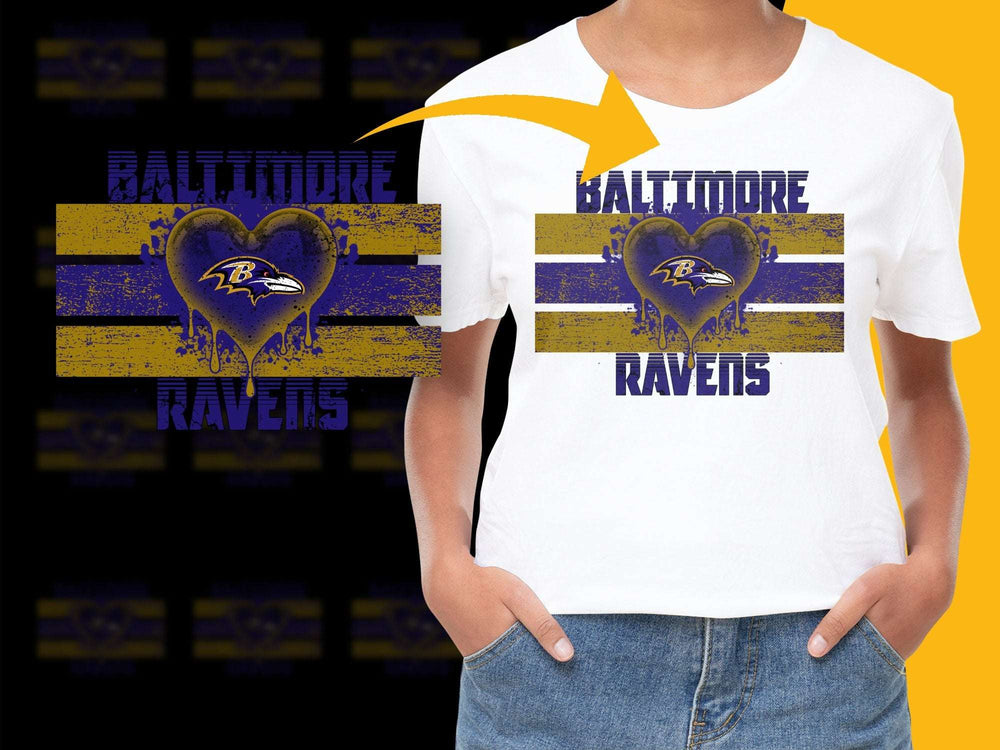 Baltimore Ravens T-Shirt, Distressed Team Logo Graphic Tee, Unisex Football Fan Apparel
