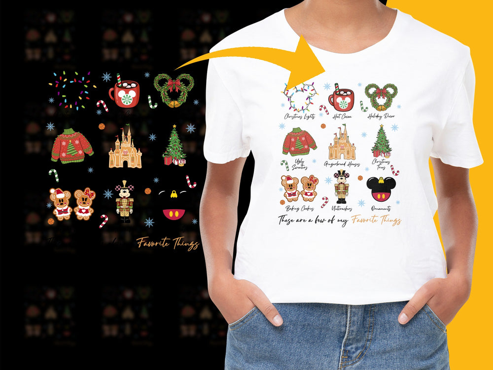 Festive Holiday T-Shirt with Cute Christmas Graphics, Unisex White Cotton Tee, Perfect Gift for Family