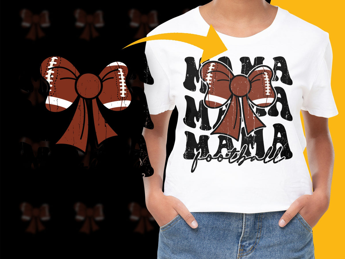 'Mama Football T-Shirt, Distressed Game Day Tee, Women's Sports Apparel, Casual Fall Fashion Top'