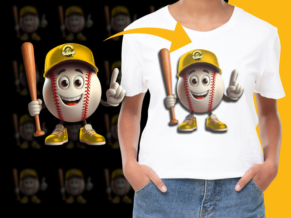 Kids Baseball T-Shirt, Cartoon Character Baseball Player, Fun Sports Tee, Youth Athletic Shirt, Casual Summer Fashion