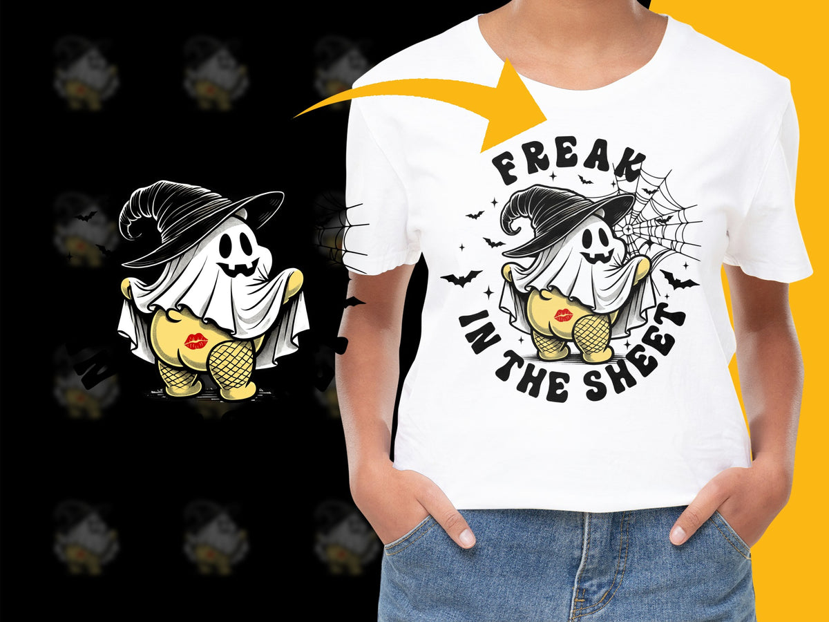Cute Ghost T-Shirt, Freak in the Sheets Funny Halloween Tee, Pineapple Ghost, Casual Spooky Apparel, Unisex Ghost Graphic Shirt