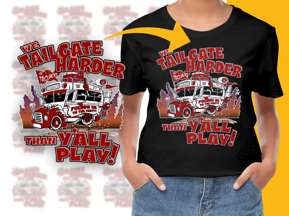 Tailgate Harder Than Y'all Play T-Shirt, Retro Truck Graphic Tee, Vintage Game Day Shirt, Sports Fan Apparel, Unisex Football Tee
