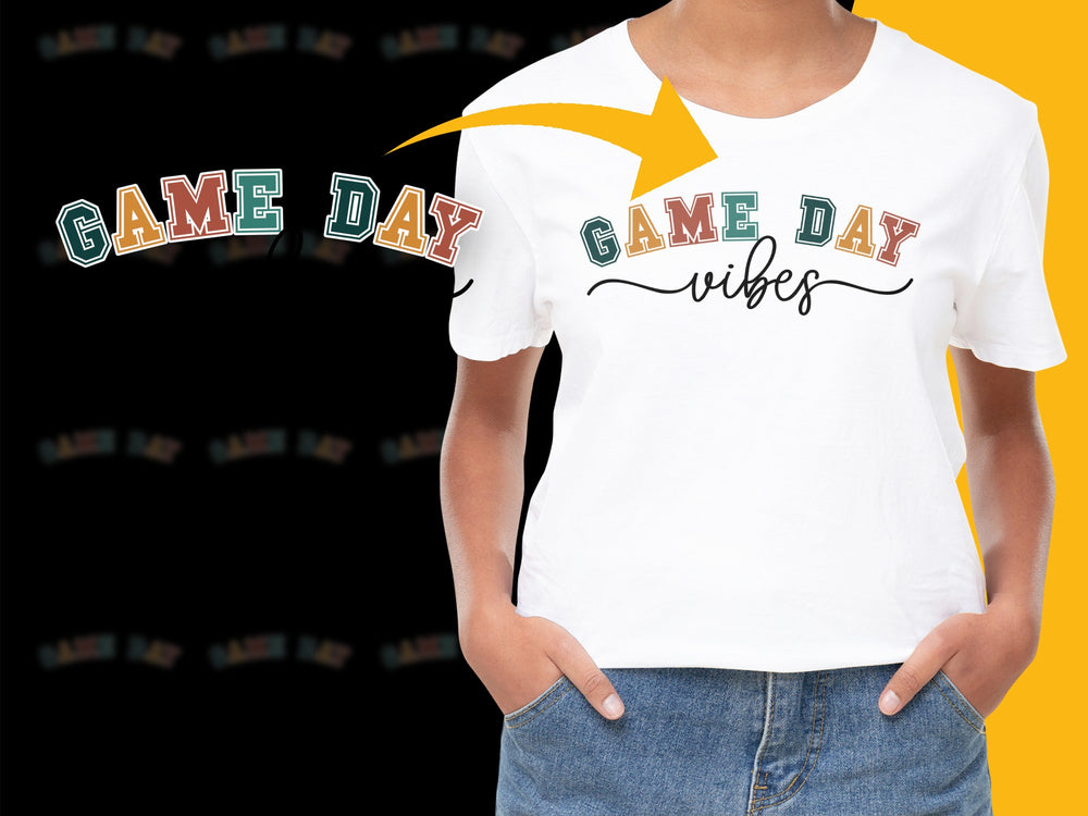 Women's Game Day Vibes T-Shirt, Casual Sports Fan Apparel, Trendy Football Season Tee