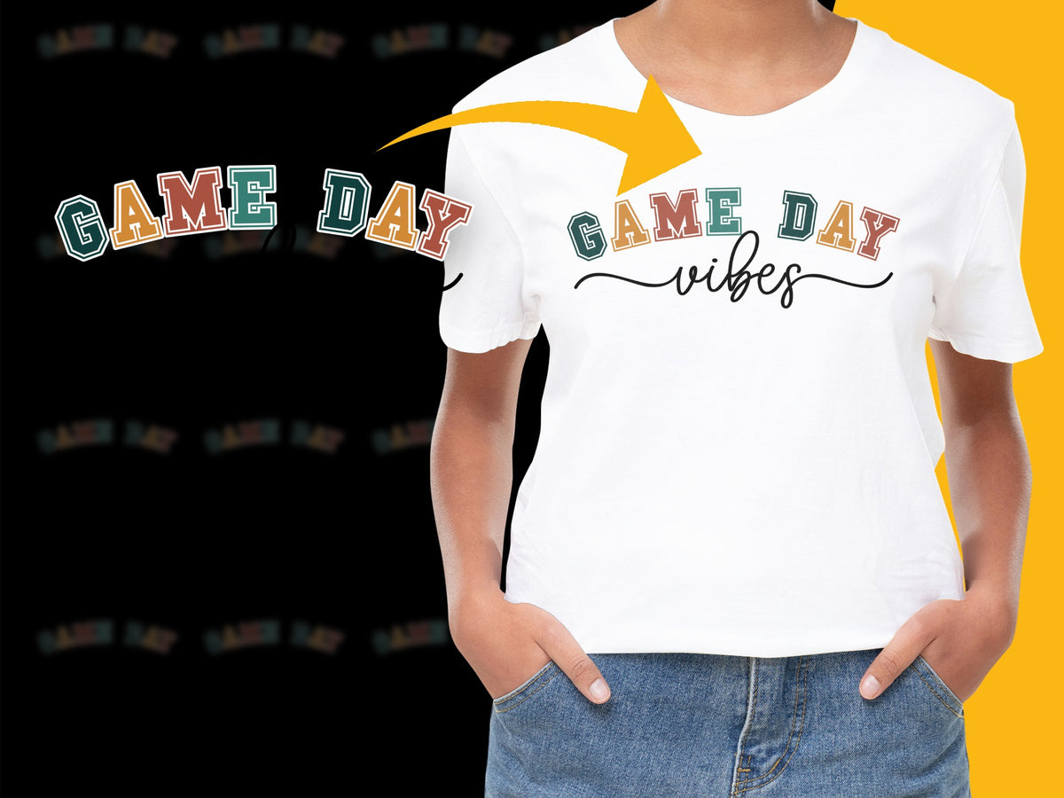 Women's Game Day Vibes T-Shirt, Casual Sports Fan Apparel, Trendy Football Season Tee