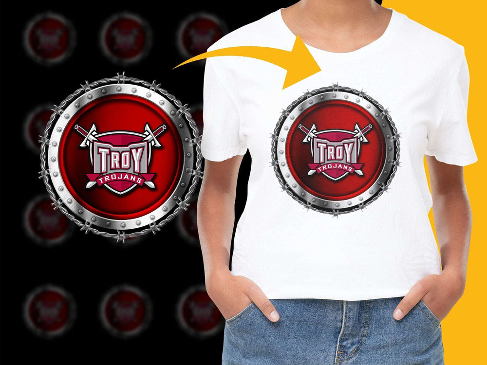 Troy Trojans Drum Design T-Shirt, School Spirit Tee, Marching Band Graphic, Music Lover Gift, Unisex Adult Clothing