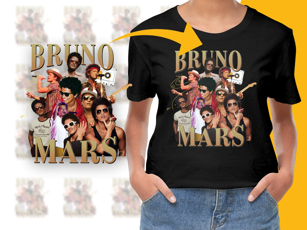 Bruno Mars Fan T-Shirt, Vintage Pop Singer Graphic Tee, Music Lover Gift, Unisex Black Shirt