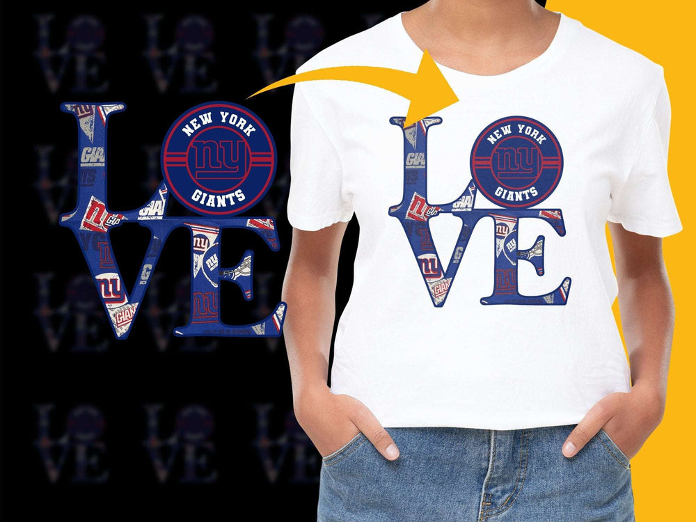 New York Giants Love T-Shirt, NY Sports Fan Graphic Tee, Casual Women's White Top