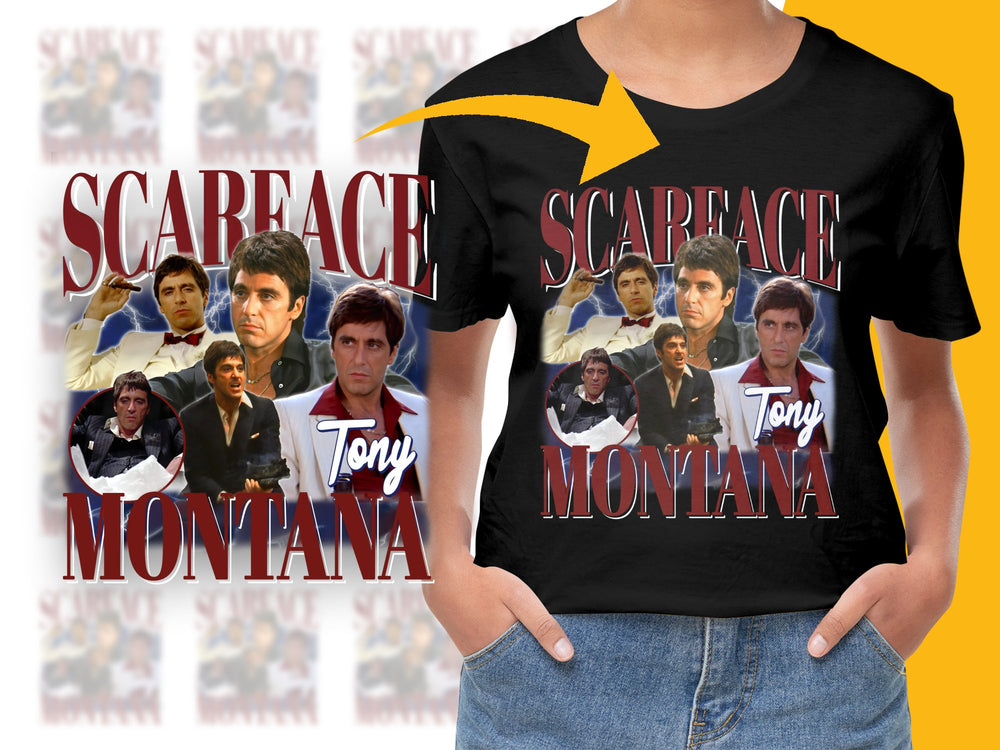 Scarface Tony Montana Graphic T-Shirt, Classic Movie Tee, Al Pacino Fan, Vintage Style Shirt