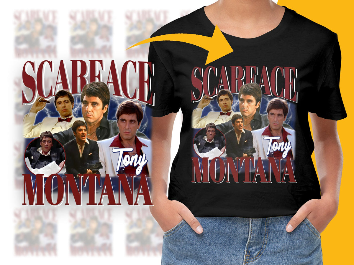 Scarface Tony Montana Graphic T-Shirt, Classic Movie Tee, Al Pacino Fan, Vintage Style Shirt