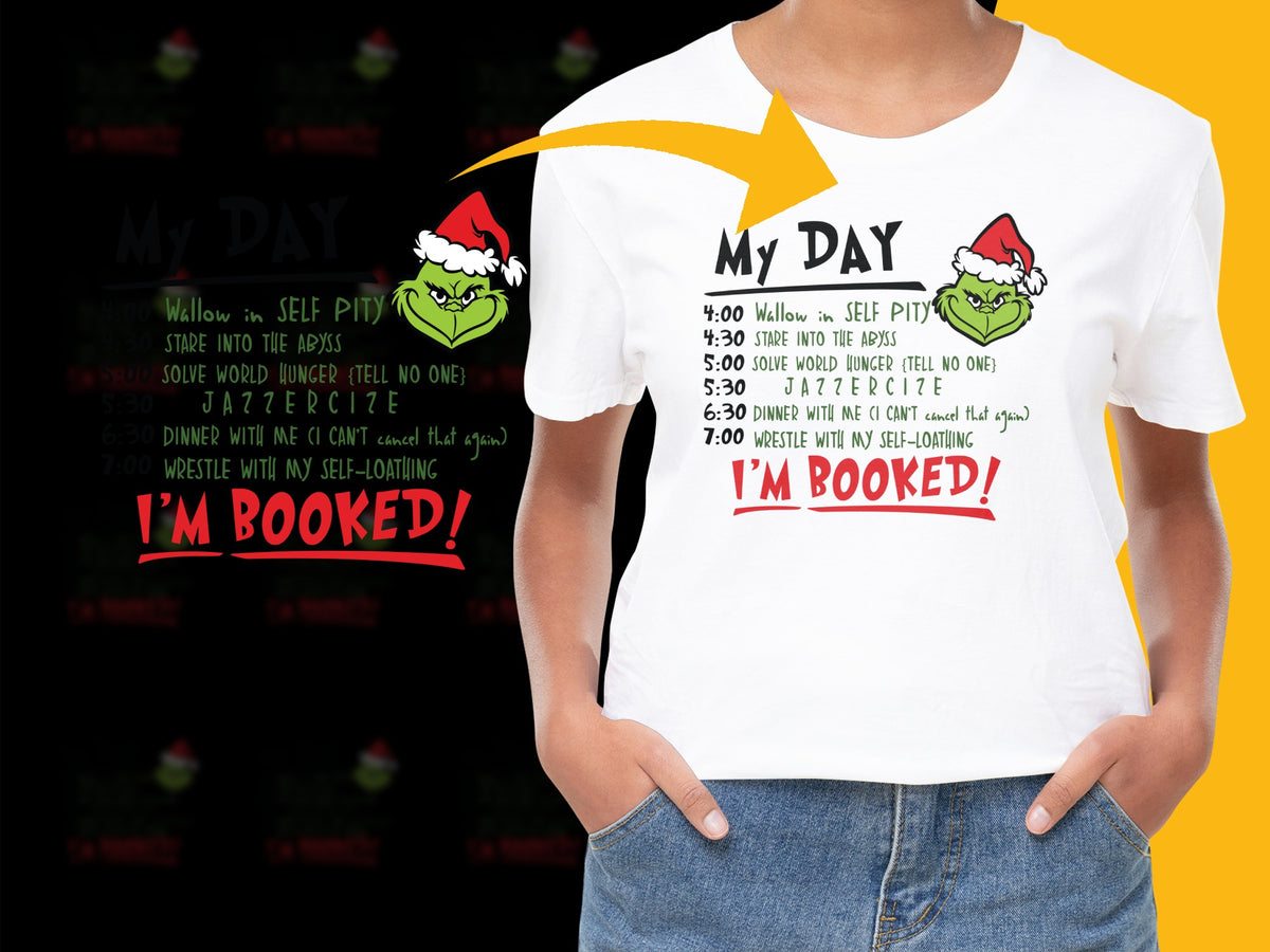 Funny Christmas Grinch Schedule T-Shirt, Holiday Humor Tee, Festive Winter Apparel for Adults