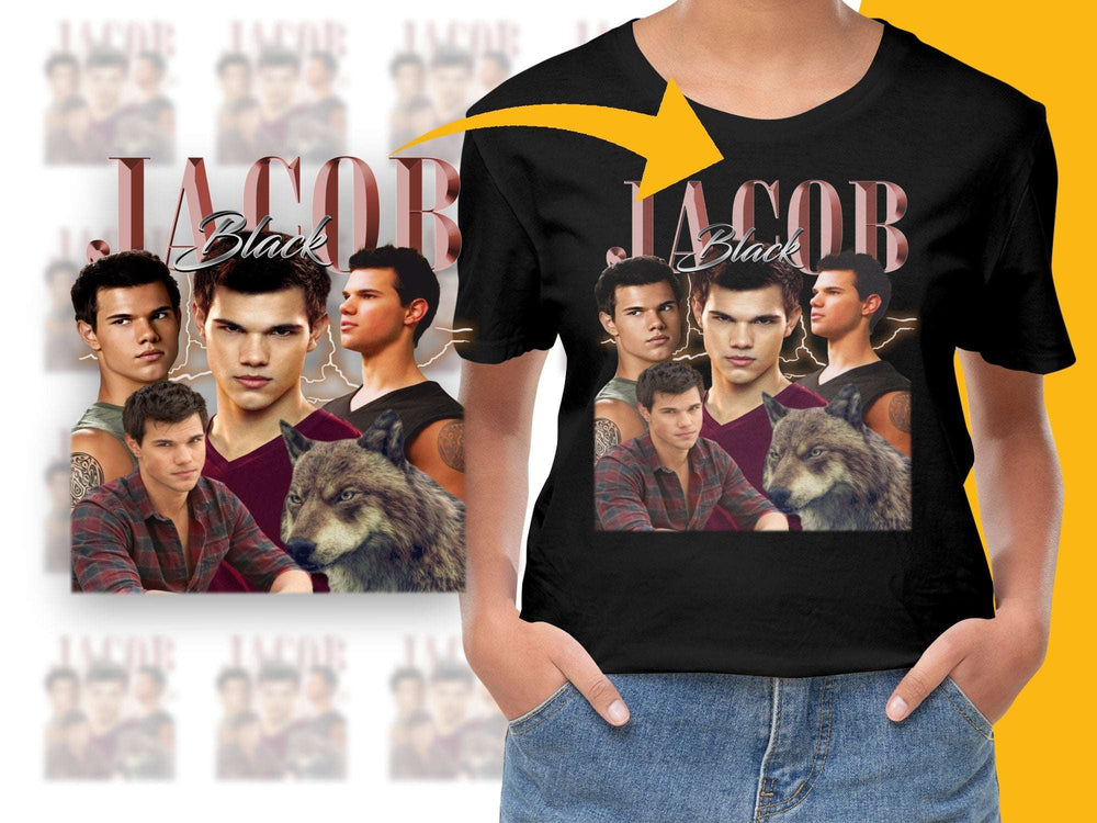 Jacob Black Twilight Saga Graphic T-Shirt, Movie Fan Merch, Unisex Cotton Tee, Gift Idea, Multiple Sizes Available, Wolf Design