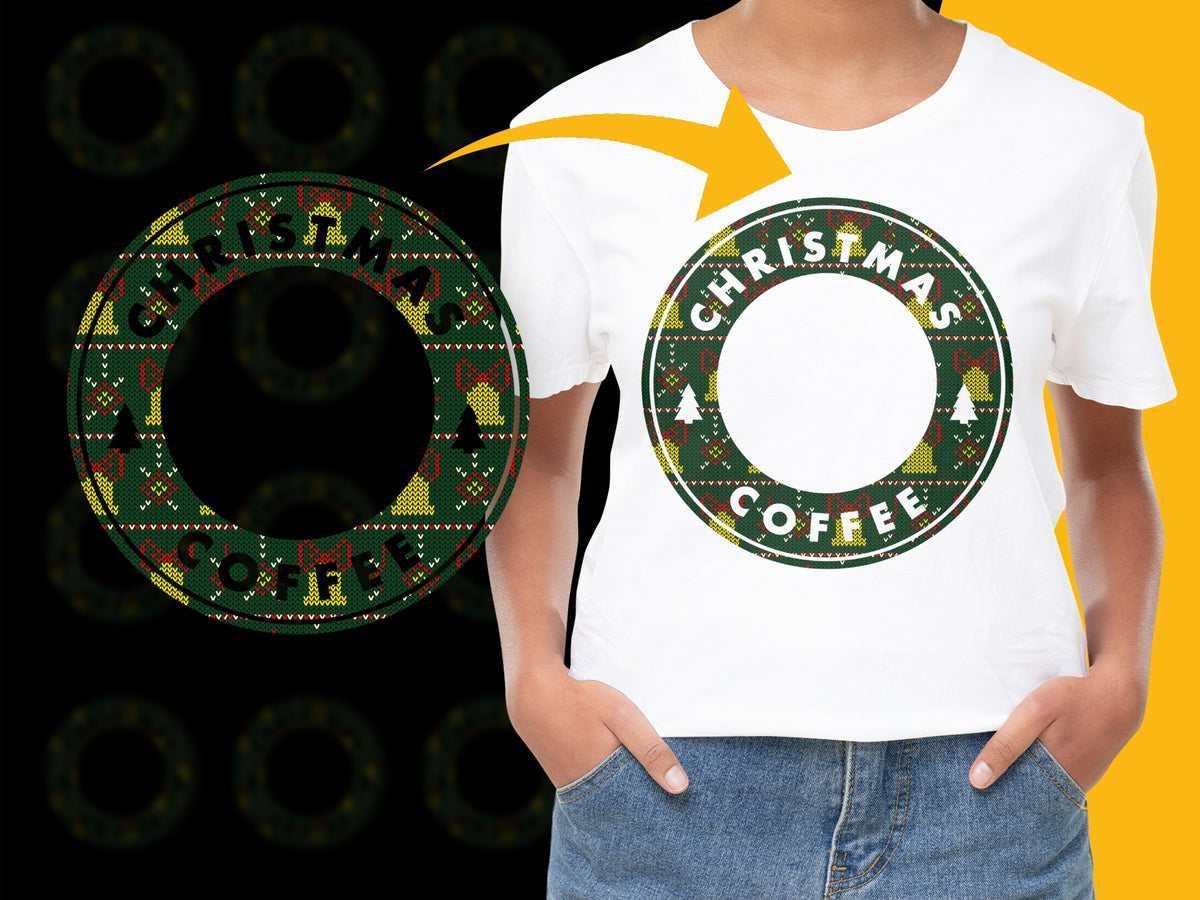 Christmas Coffee T-Shirt, Festive Holiday Graphic Tee, Ugly Sweater Style Print, Casual Apparel