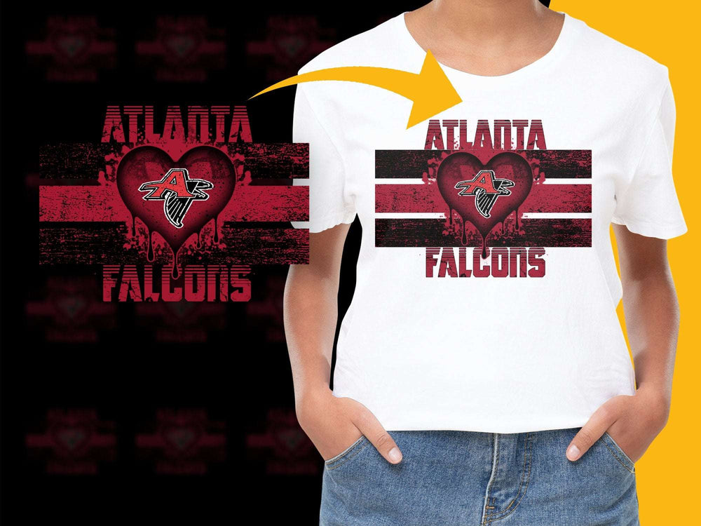 Atlanta Falcons Graphic T-Shirt, Vintage Distressed Logo, Red and Black Sports Tee, Fan Apparel