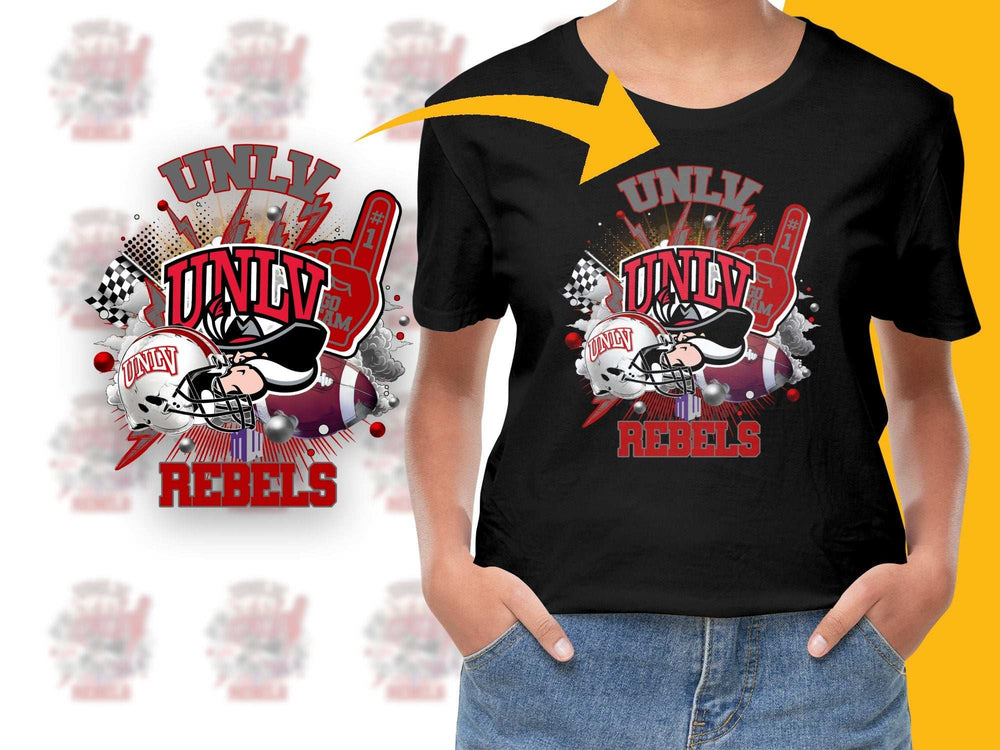 UNLV Rebels Graphic T-Shirt, Vintage College Sports Tee, Black Casual Wear, Fan Apparel
