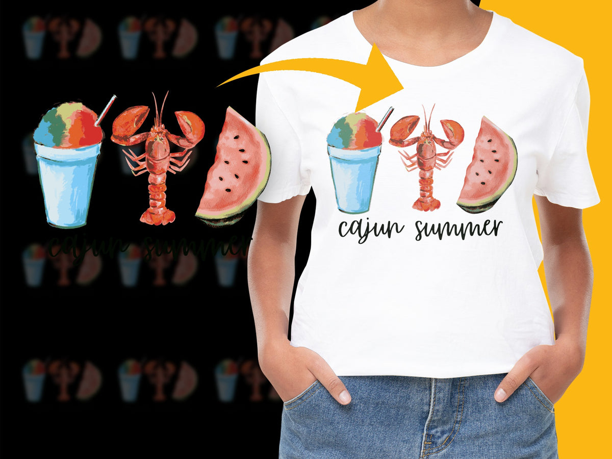 Cajun Summer T-Shirt with Lobster and Watermelon Design, Cool Summer Casual Wear, Unisex Graphic Tee