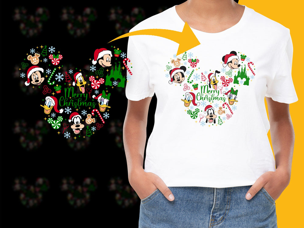 Merry Christmas T-Shirt, Cute Holiday Penguins and Santa Graphic Tee, Festive Winter Apparel for Kids and Adults