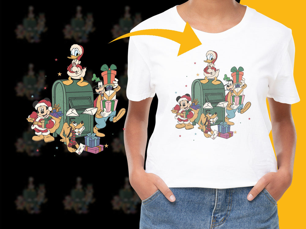 Kids Christmas T-shirt with Cartoon Ducks, Holiday Gift Graphic Tee, Festive Children's Apparel, Colorful Print Shirt