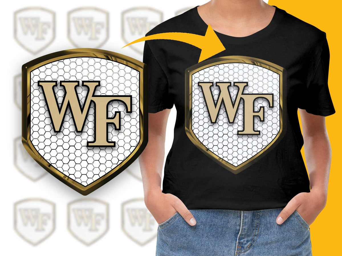 Custom WF Logo T-Shirt, Hexagon Pattern, Graphic Tee, Personalized Monogram, Unisex Fashion Top, Casual Wear