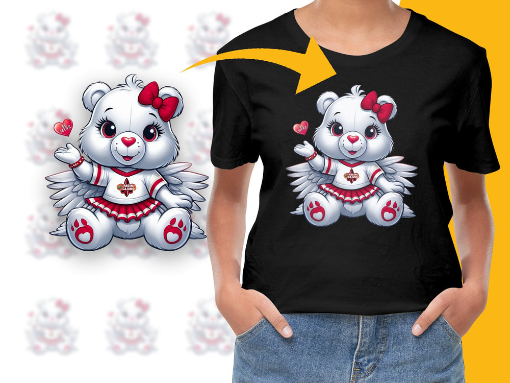 Cute Angel Bear T-Shirt, Kawaii Teddy Tee, Valentine's Day Gift, Cartoon Bear Kids Shirt, Heart Design Top