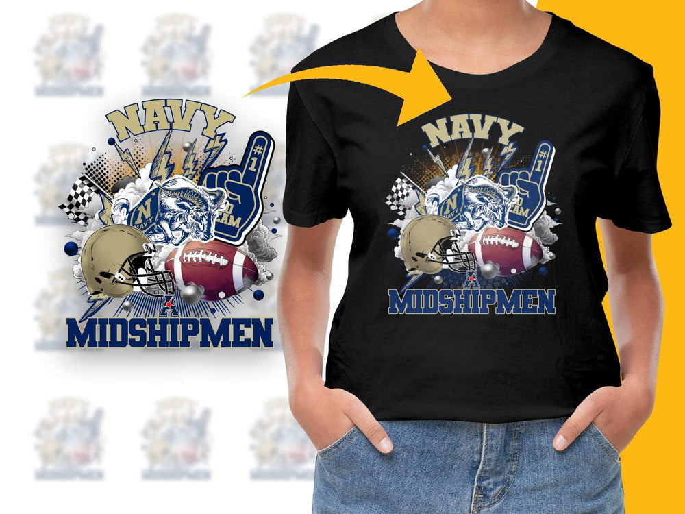 Navy Midshipmen Graphic T-Shirt, College Football Fan Tee, Sports Team Apparel, Unisex Black Shirt
