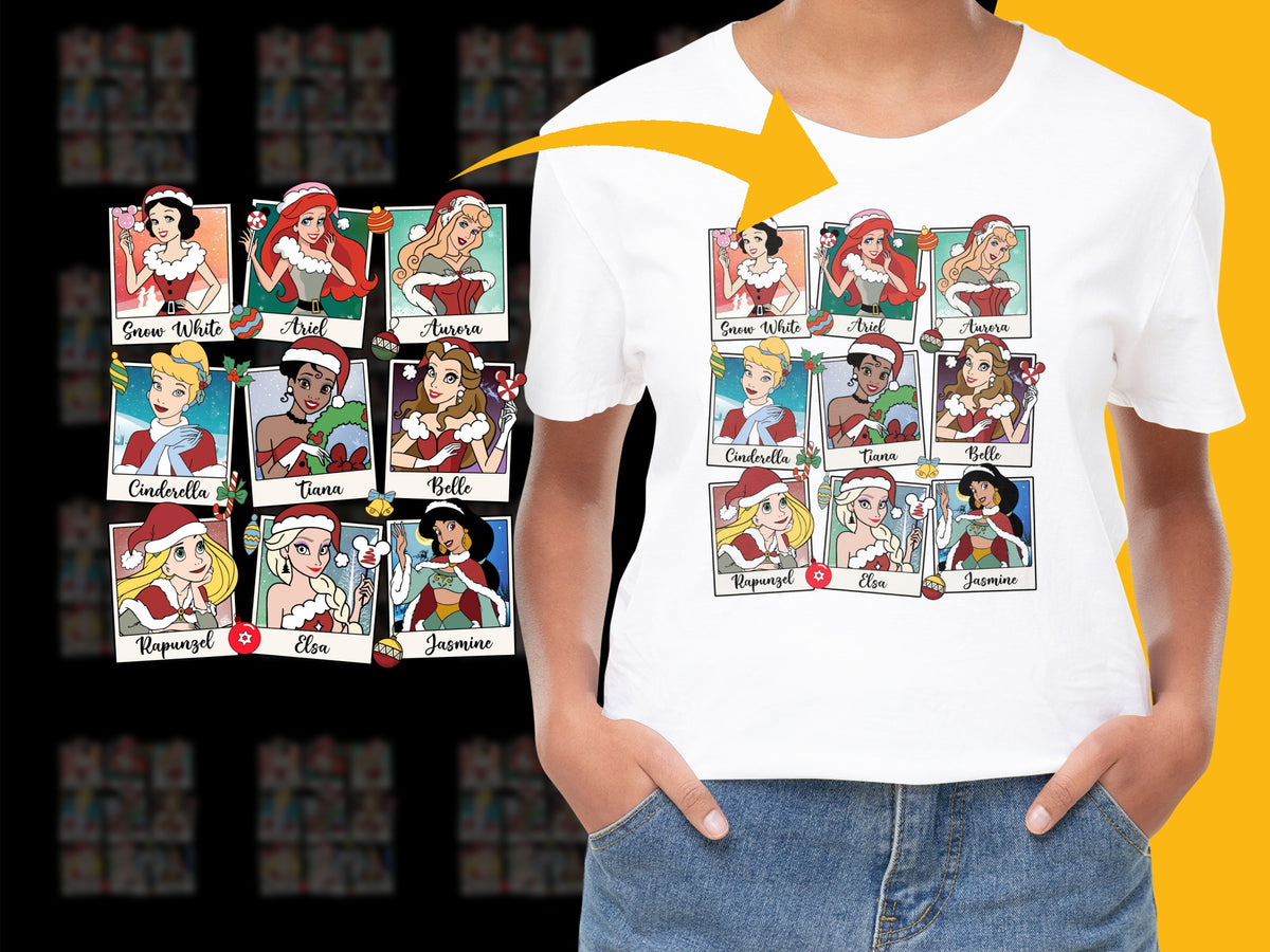 Kids Princess Cartoon Character T-Shirt, Colorful Graphic Tees, Fairy Tale Tee, Girls Fashion Top