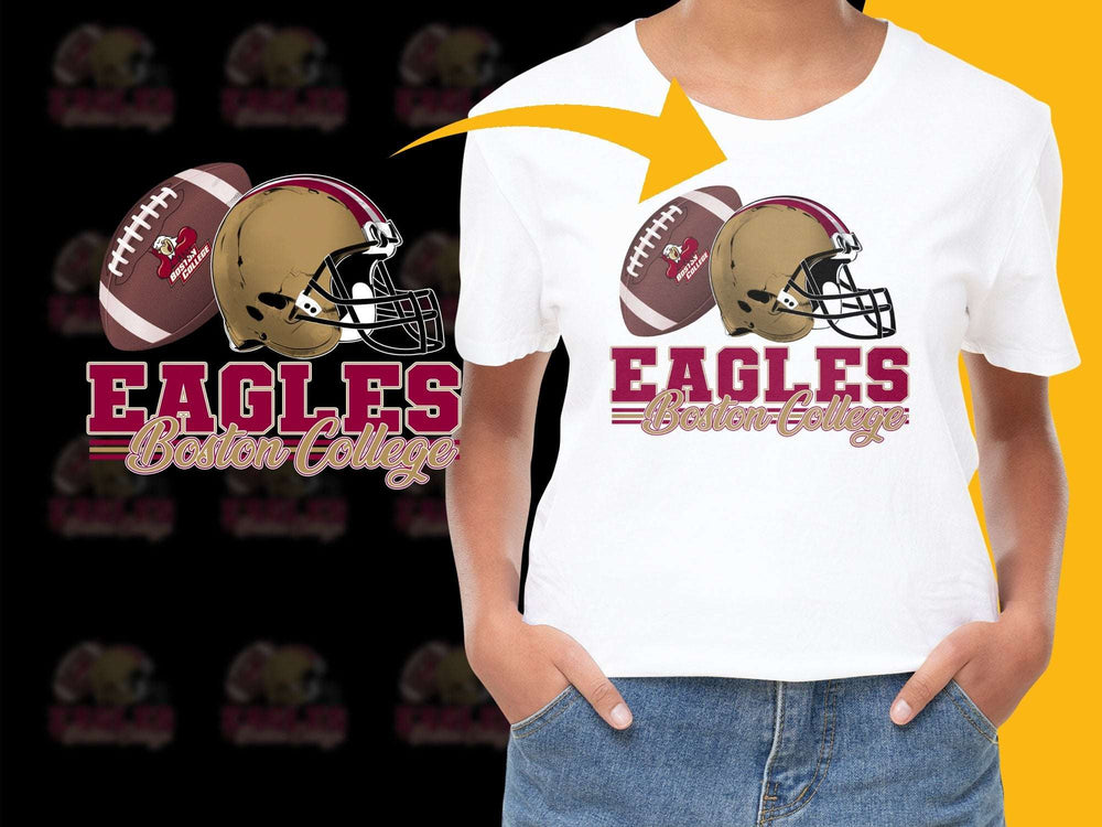 Custom Eagles Boston College Football T-Shirt, Maroon and Gold Graphic Tee, Sports Apparel