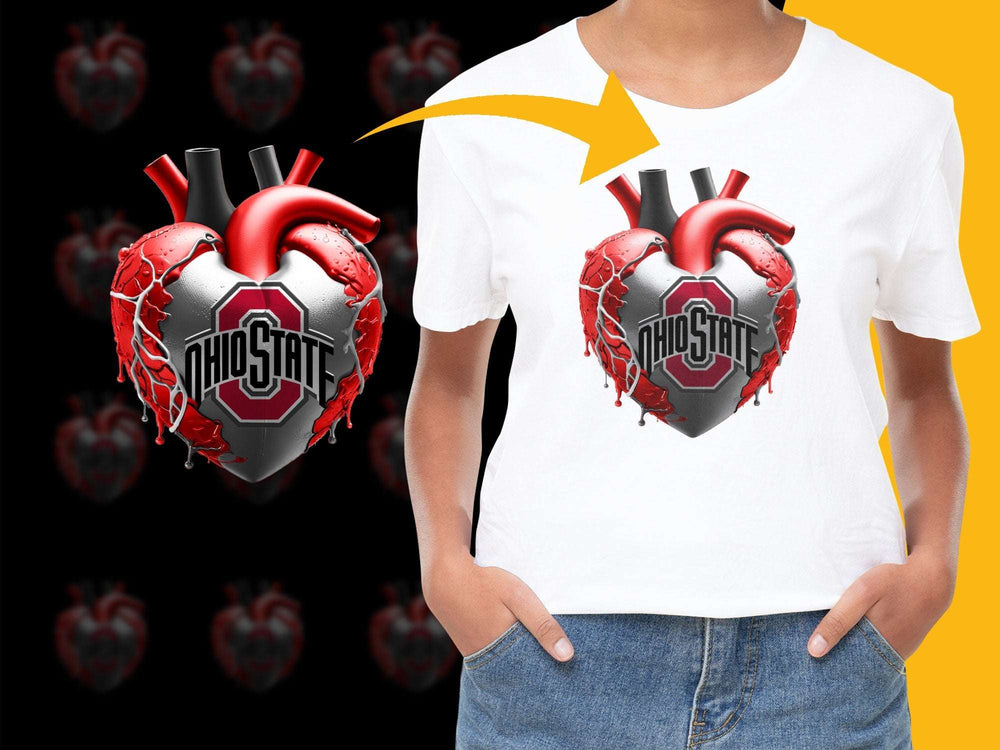 Ohio State Heart Design T-shirt, Graphic Tee, Sports Fan Apparel, College Football Shirt, Bold Red and Gray Colors