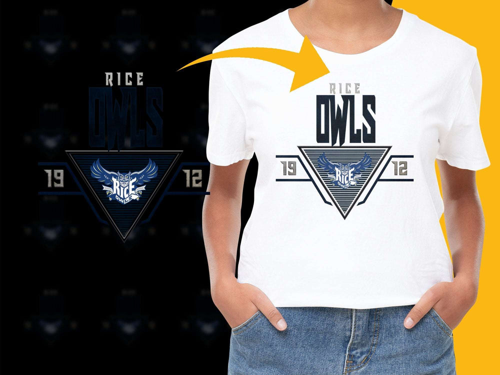 Rice Owls Graphic T-Shirt, College Team Logo, Sports Fan Apparel, Casual Wear for Men and Women, Youth Sizes Available