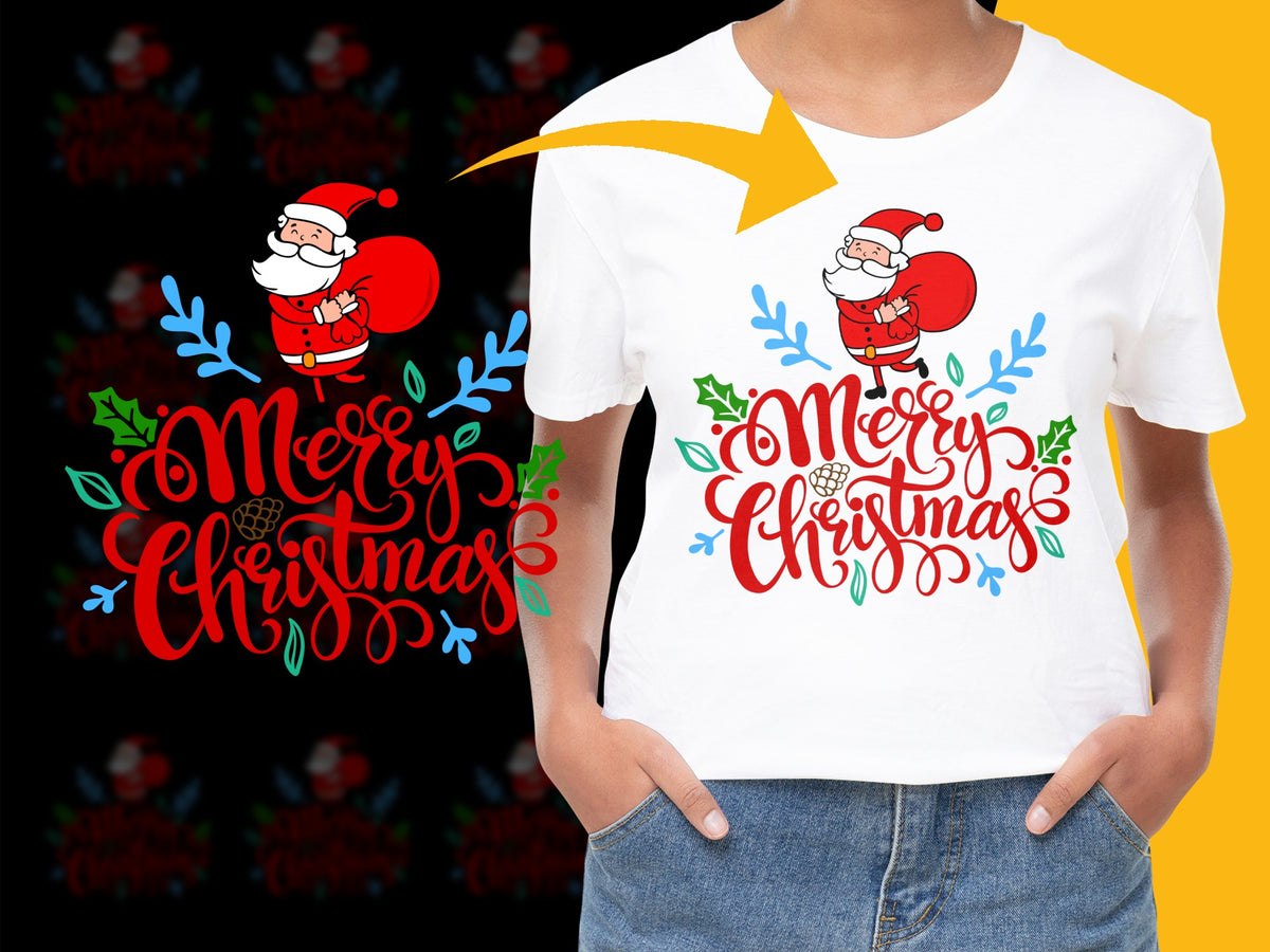 Merry Christmas Santa Claus Graphic T-Shirt, Festive Holiday Tee, Unisex Xmas Shirt for All Ages, Vibrant Red and Green Design