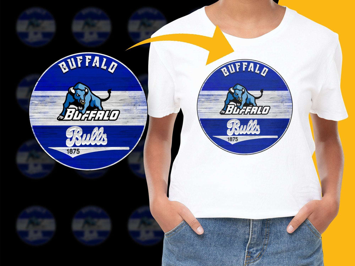 Buffalo Bulls Graphic Tee, Blue and White Sports Logo T-Shirt, Casual Streetwear, 1875 Vintage Style