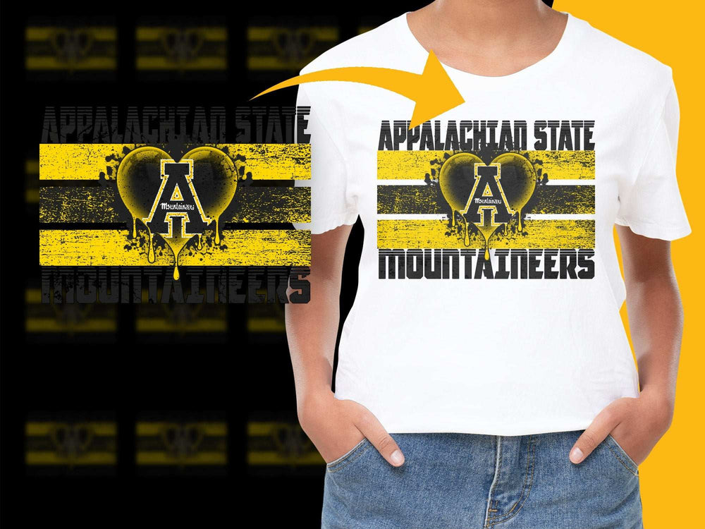 Appalachian State Mountaineers T-Shirt, Yellow Black Sports Fan Tee, College Apparel Gift