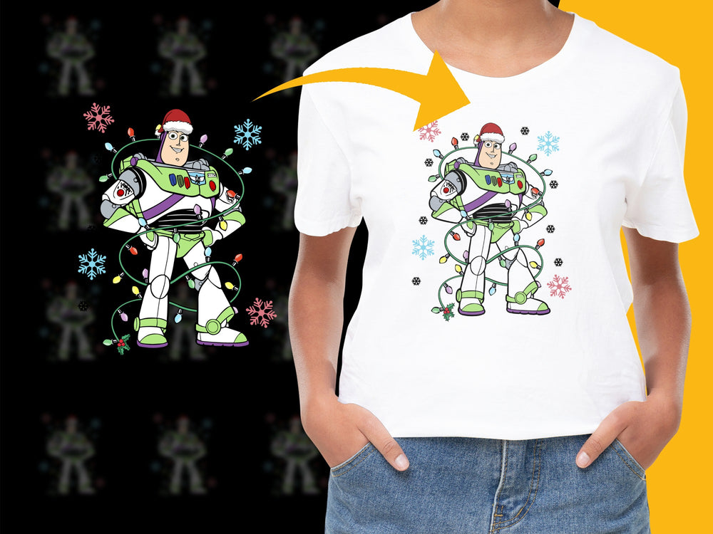 Buzz Lightyear Toy Story Graphic T-Shirt, Kids White Tee, Cartoon Character Apparel, Space Ranger Design