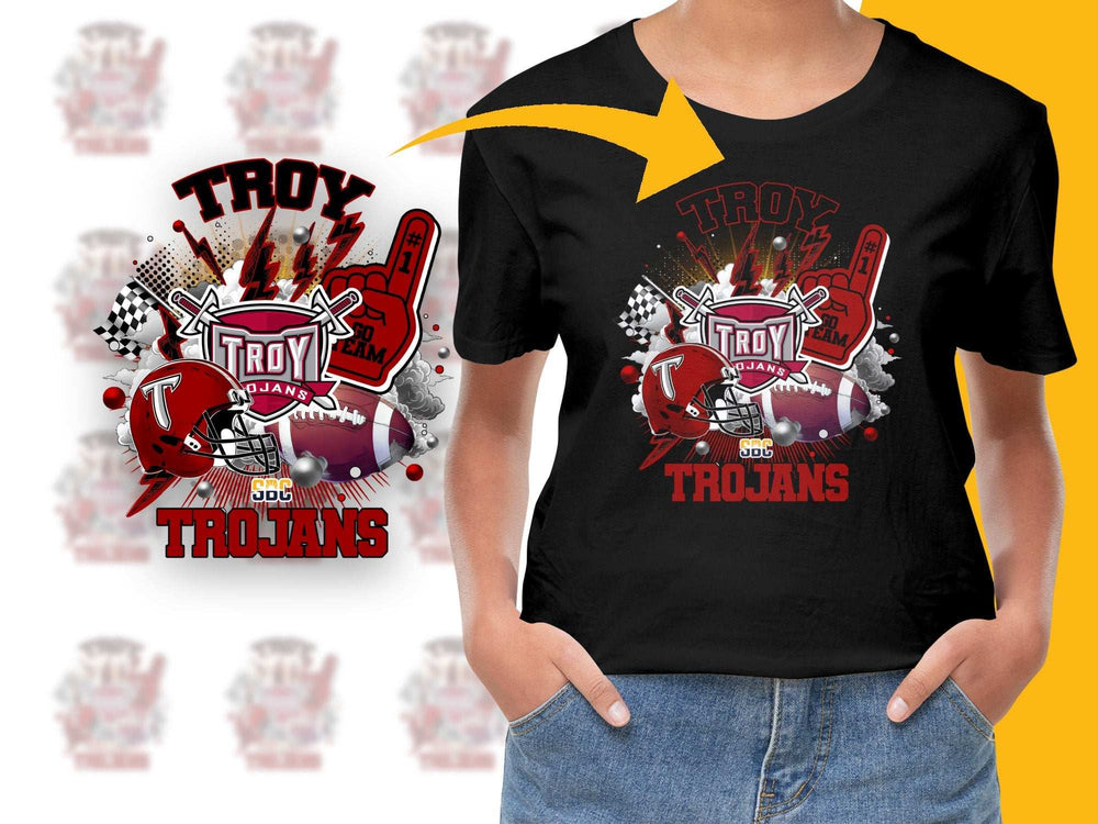 Troy Trojans Graphic T-Shirt, High School Football Tee, Sports Fan Apparel, Custom Team Support Shirt