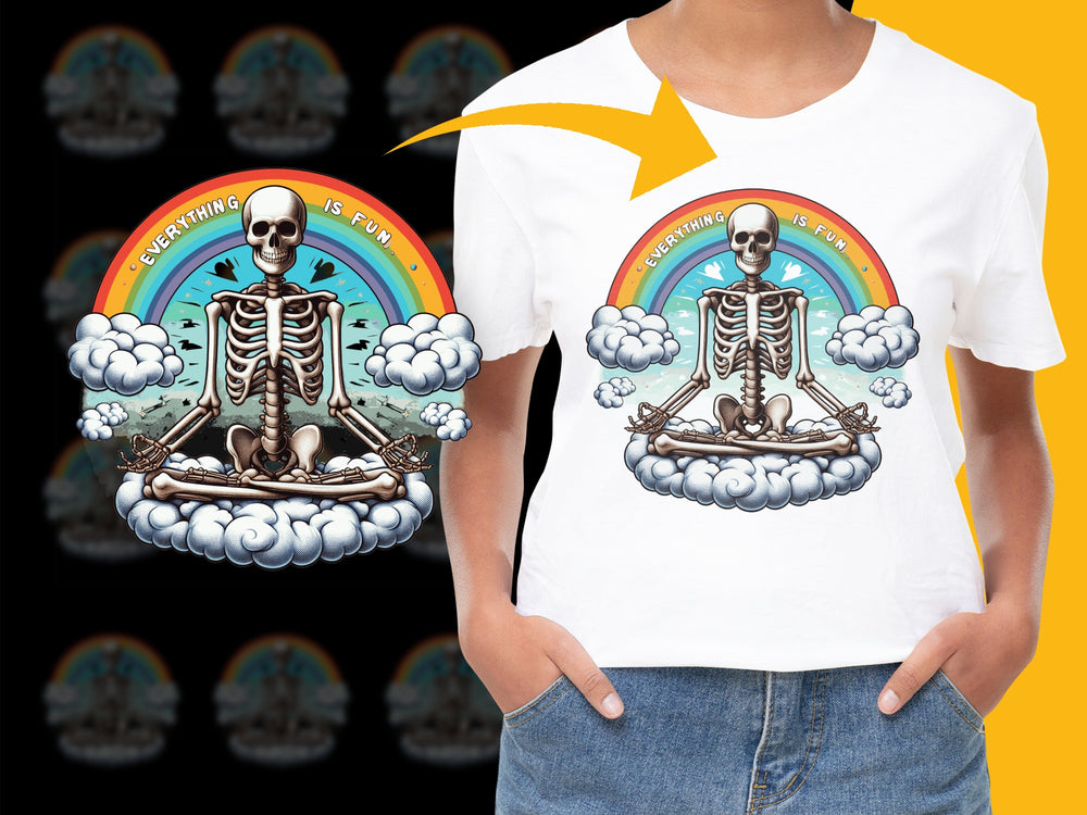 Skeleton Meditation T-Shirt, Spiritual Yoga Tee, Zen Graphic Shirt, Unisex Cotton Top, Unique Gift Idea